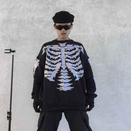 KNITWEAR OVERSIZE | SKELETONS | BLACK | YIKESALLDAY (50PCSONLY)