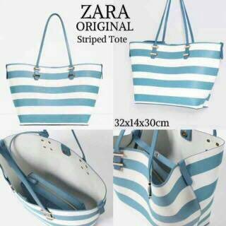 TAS ZARA STRIPED TOTE BAG IN BAG ORIGINAL