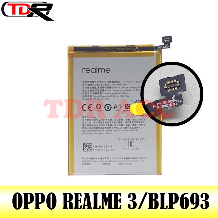 Batre - batrai - Baterai - Battery REALME 3/BLP693 - full cell double ic - 99