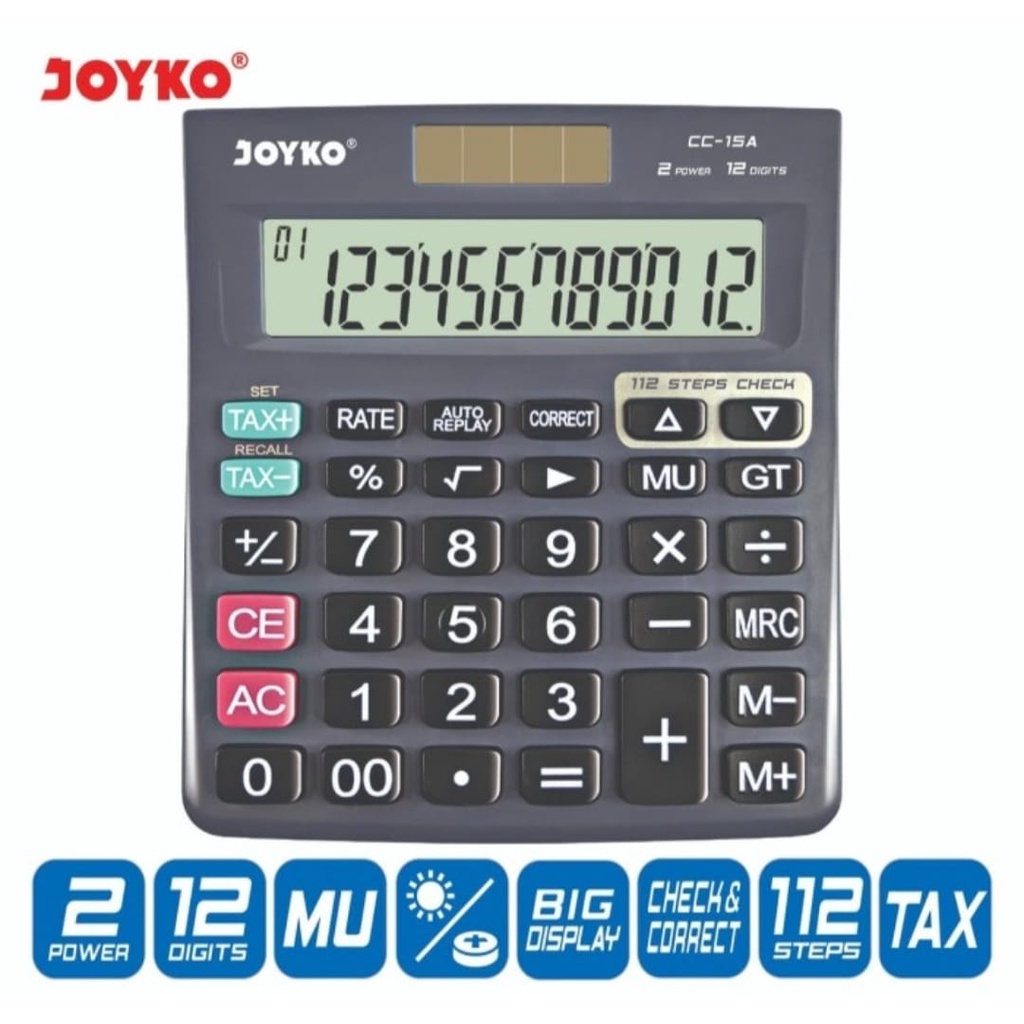 

[PENAMAS] Calculator Kalkulator Joyko CC-15A 12 Digits Check Correct