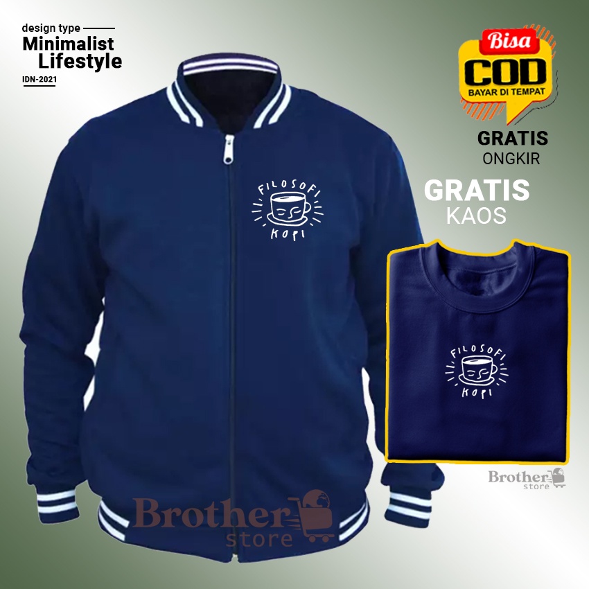 GRATIS KAOS !! (COD) - Brother Store Design Minimalist Lifestyle - Varsity Jaket - Filosofi Kopi