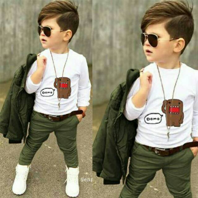 Set Domo Kids 3IN1 ( Dapat Celana + Atasan Kaos + Jaket ) Usia 3-5thn Set Jas Babyterry Setelan Kaos