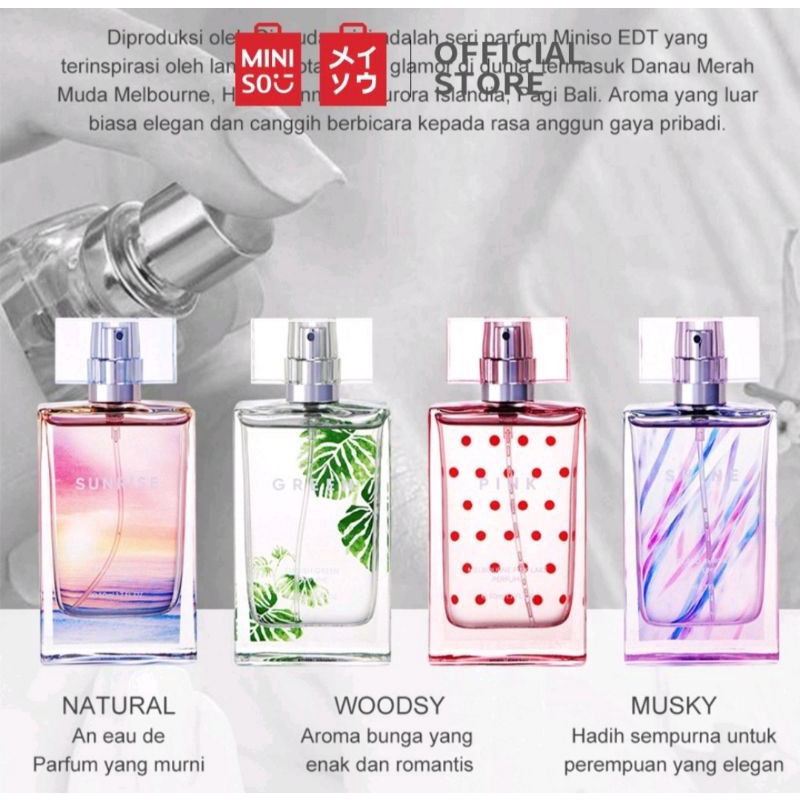 Parfum Wanita Miniso Shine, Green, Pink, Sunrise