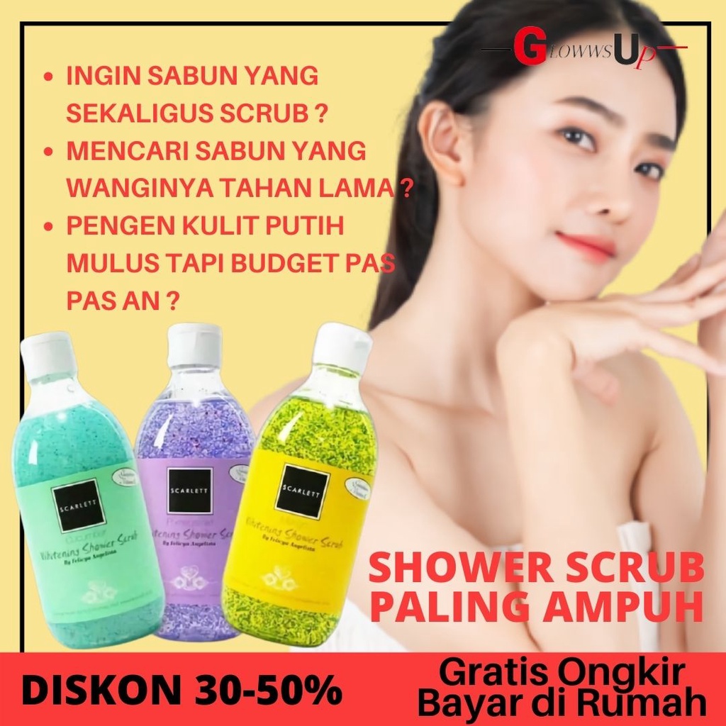 SABUN SCARLETT WHITENING SHOWER SCRUB ORIGINAL BPOM 300ML - SABUN MANDI SCARLETT BPOM