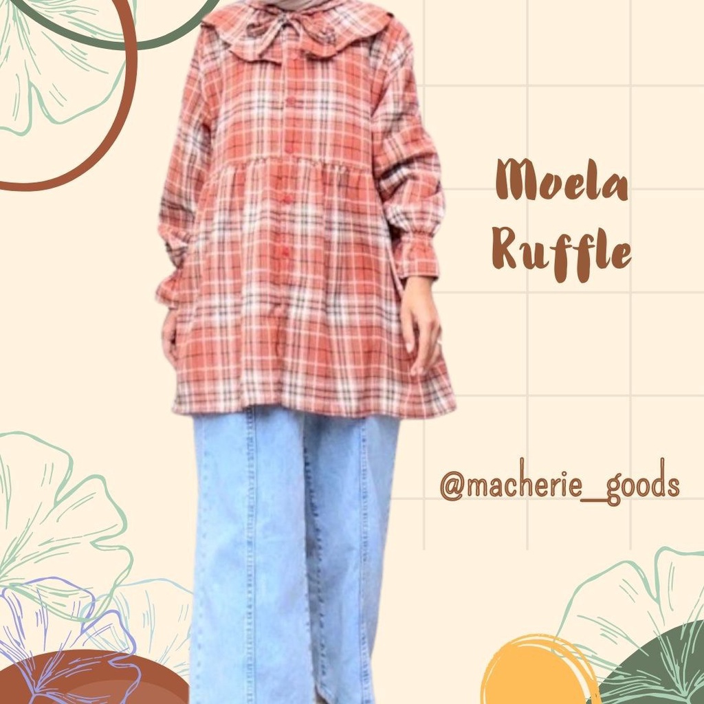 Tartan Blouse/ Blouse Kotak-kotak/ Blouse Ruffle/ Moela Ruffle - Macherie