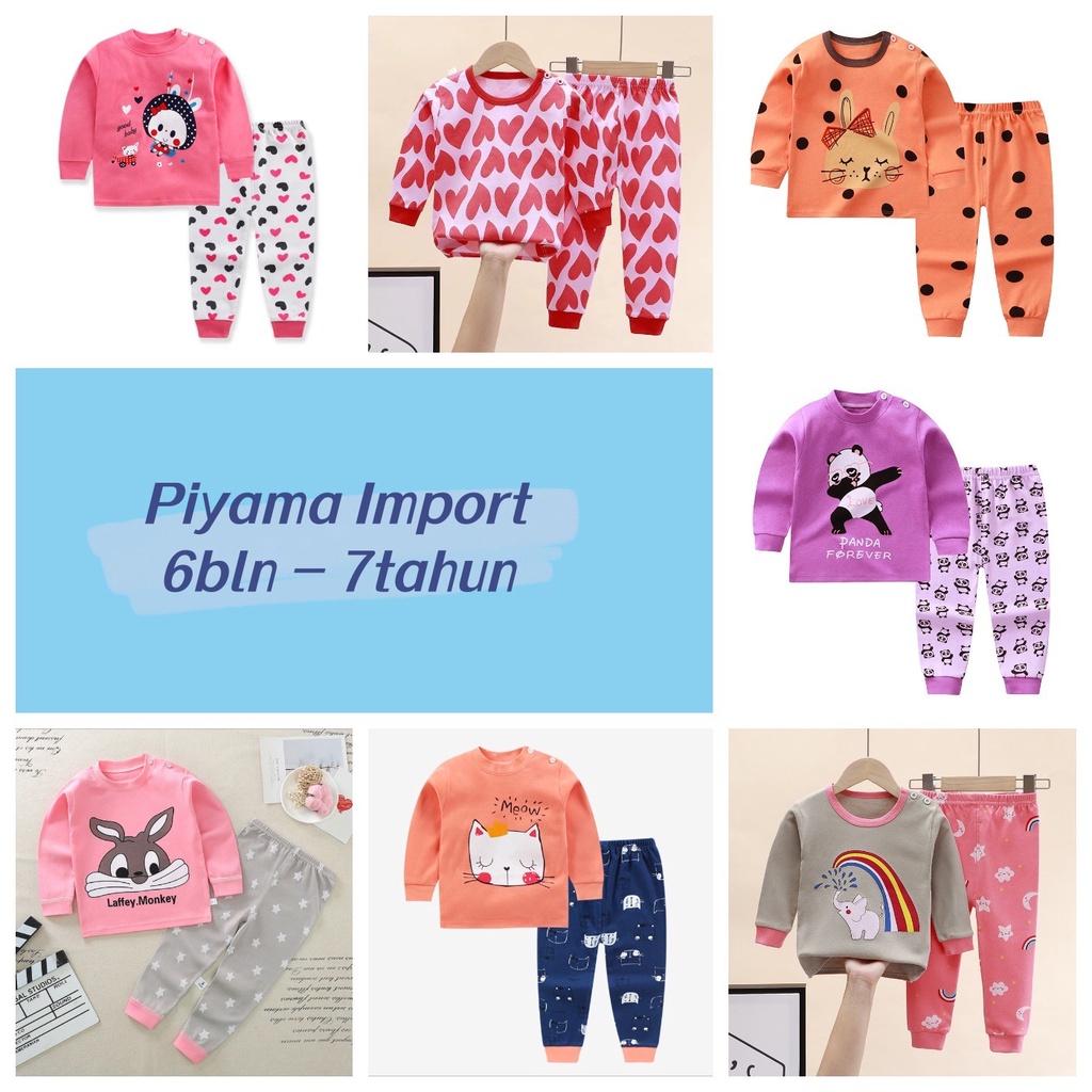 Piyama Anak setelan Baju Tidur Anak Laki dan Perempuan Import /Piyama