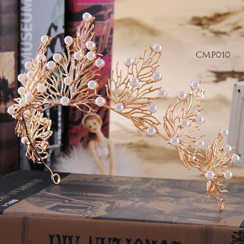 [READY STOCK] AKSESORIS MAHKOTA PESTA WEDDING PENGANTIN EMAS WANITA CMP010