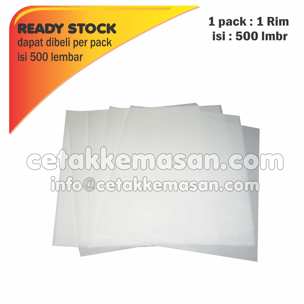 

EXCLUSIVE Kertas Nasi / Burger TEBAL 40 gsm POLOS 20x20 cm isi 500 pcs /pack