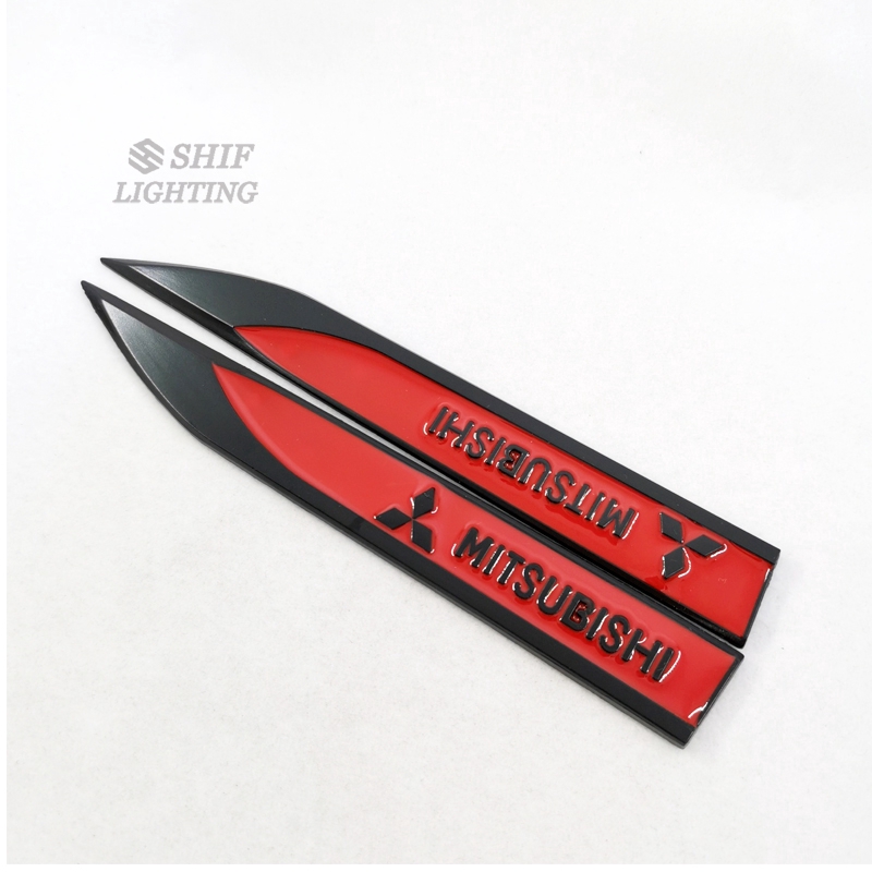 2Pcs Stiker Emblem / Badge Logo Mitsubishi Bahan Metal untuk Mitsubishi