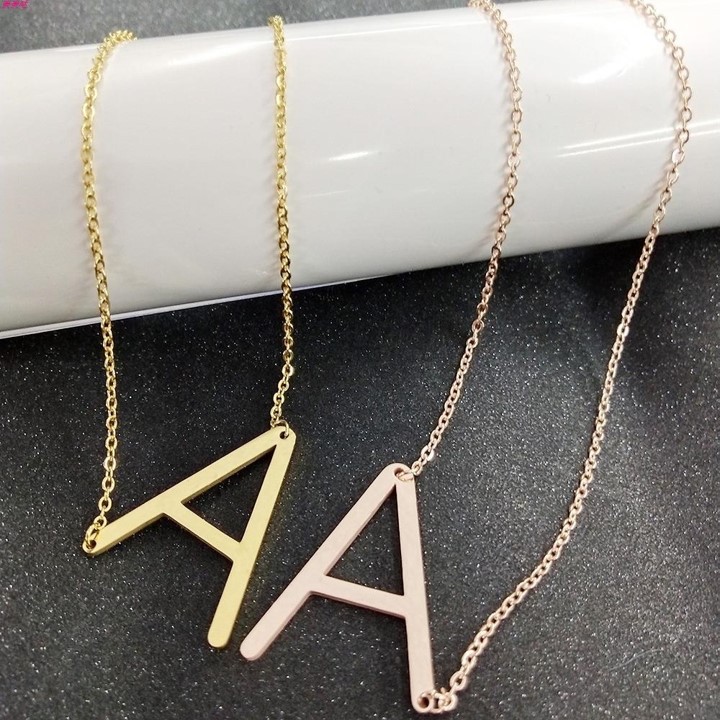 Swopply ACC128 Kalung Inisial Alfabet Q - Z Stainless Gold Silver Woman Fashion Necklace Aksesoris Wanita