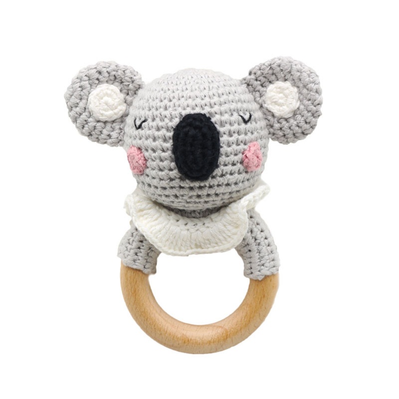 Mary Mainan Rattle Teether Bentuk Koala Bahan Kayu Beech Untuk Bayi