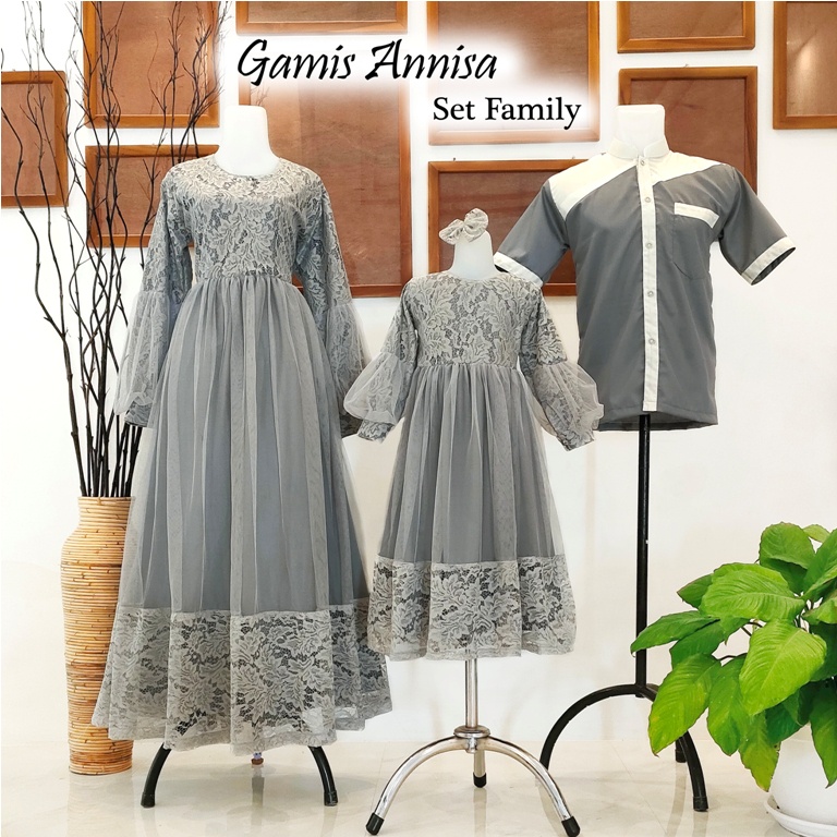 Gamis Annisa Abu-Abu  | Gamis Anak Perempuan | Gamis Dewasa | Baju Gamis Couple | Baju Unik | Baju Anak Unik | Gamis Terjangkau | Gamis Keluarga| couple family murah