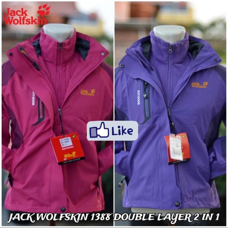 Jaket Gunung Wanita Jack Wolfskin Double Layer 2in1 Polar Grade Original