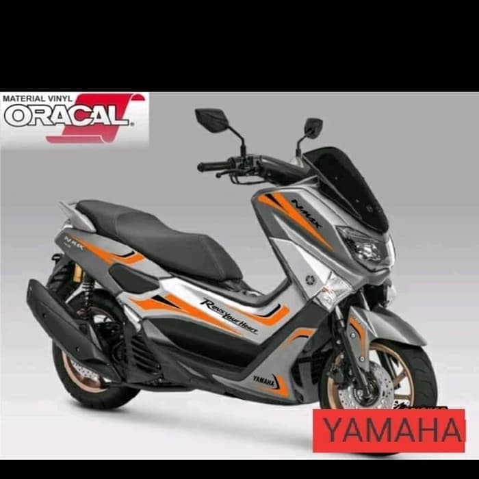 STRIPING CUTTING STICKER NMAX motor abu-abu sticker black orange1