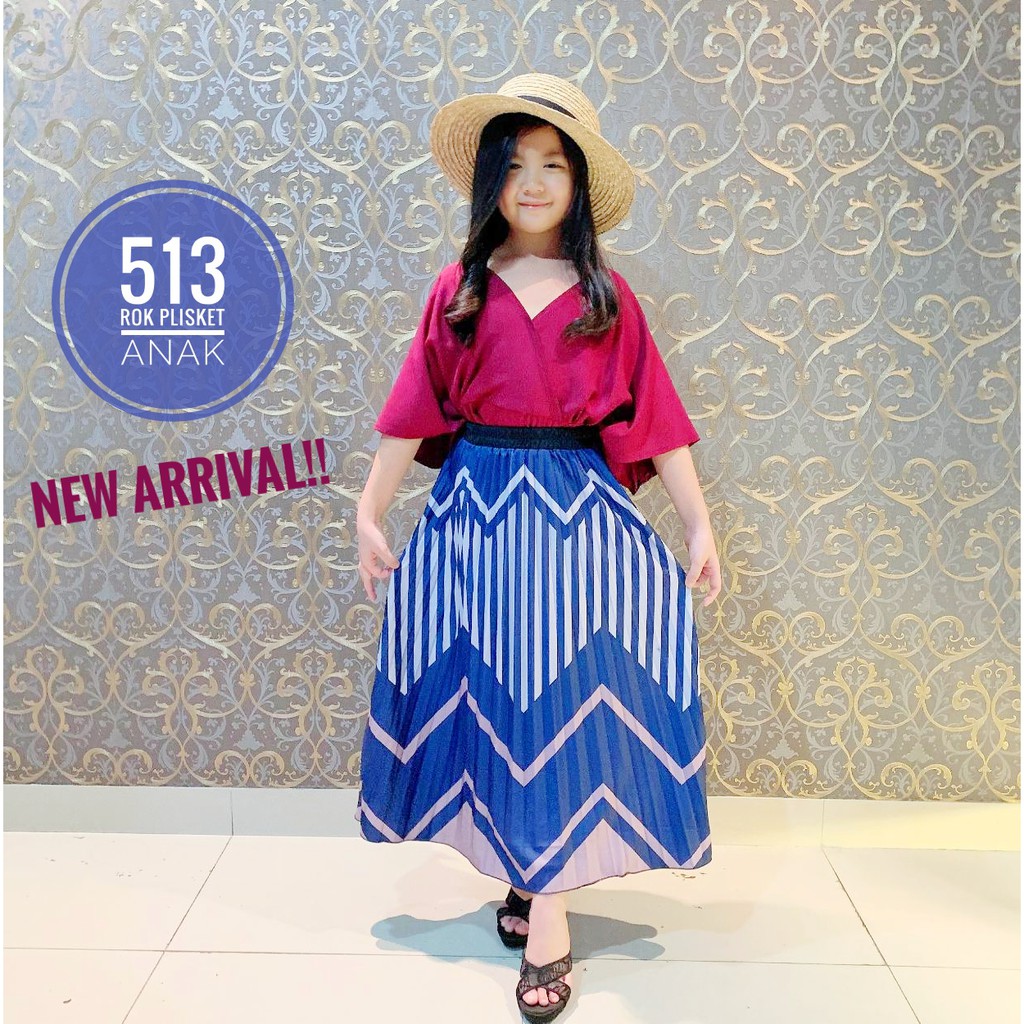 ROK PLISKET ANAK PRINTING 513 PRISKET ANAK PANJANG PLEATED SKIRT FLARE SKIRT MAYUNG FLOWY REMPEL