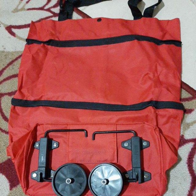 Foldable Trolley Bag Fashion Shopping Bag Lipat Kapasitas 30kg