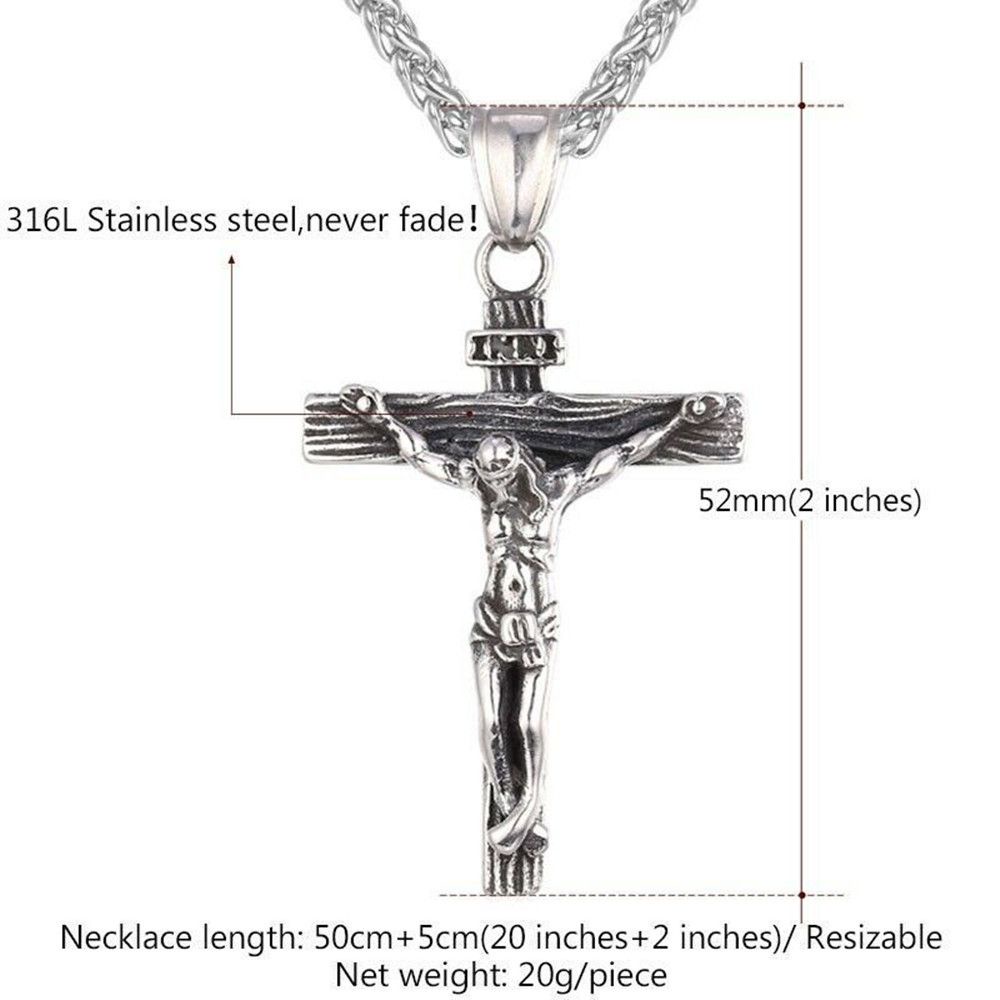 Kalung Liontin Salib Yesus Kristen Bahan Stainless Steel 316L Warna Emas Untuk Pria Dan Wanita