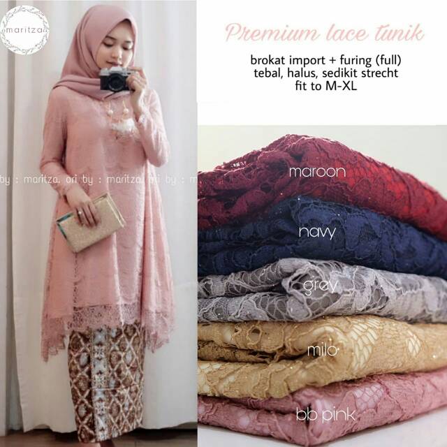 Premium Lace Tunik Ori Maritza Full Brukat Shopee Indonesia