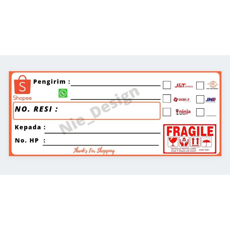 

label pengiriman Shopee