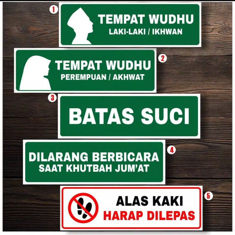 

stiker promo Tempat Wudhu Pria wanita 23x7,5cm. BATAS SUCI, ALAS KAKI SIGN RAMBU K3