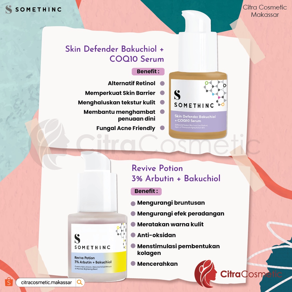 Somethinc Serum Skin Solver | Skin Defender Bakuchiol | Hylapore Away Solution | Granactive Snow Retinoid | Revive Potion 3% Arbutin + Bakuchiol | Skin Defender Bakuchiol + COQ10 Serum |  2% BHA Salicylic Acid Liquid Perfector