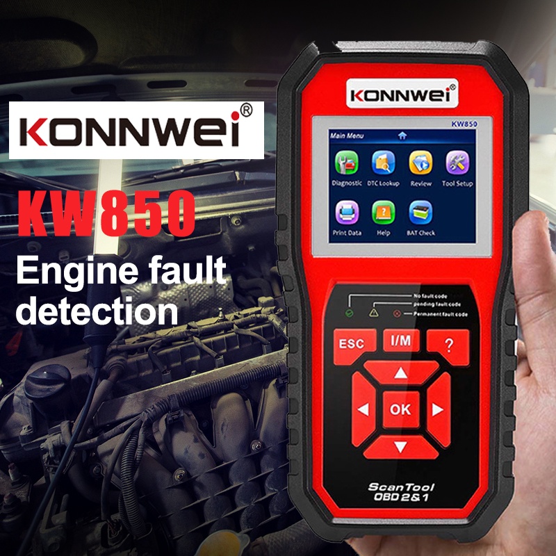 （Original）KONNWEI OBD2 kw850 OBD OBD2 Pemindai Mobil Sistem Lengkap Alat Diagnostik Mobil