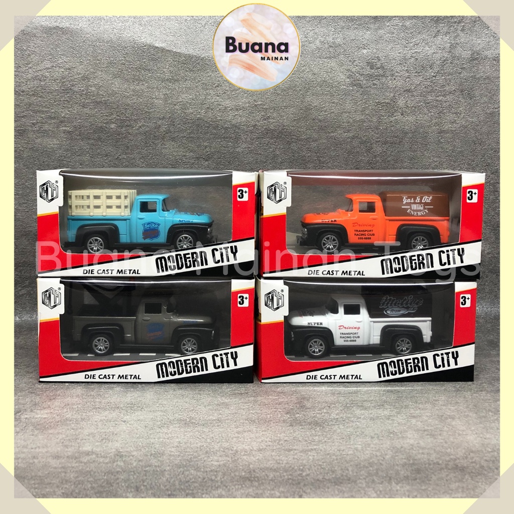 DIECAST MOBIL VINTAGE OLD PICK UP CAR MODERN CITY MAINAN ANAK MOBIL TRUCK