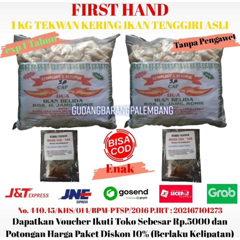 

[Bisa COD] Tekwan Kering 1 Kg Ikan Tenggiri Super + 2 Bumbu Komplit Makanan Mentah Palembang Asli