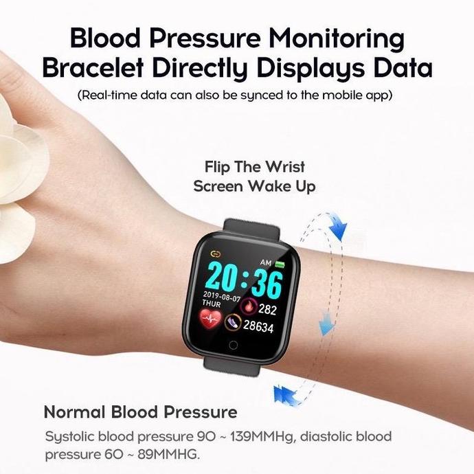 Dennos Y68 Smart Watch D20 Jam Tangan Tahan Air Ip68 Monitor Denyut Ja (Limited)