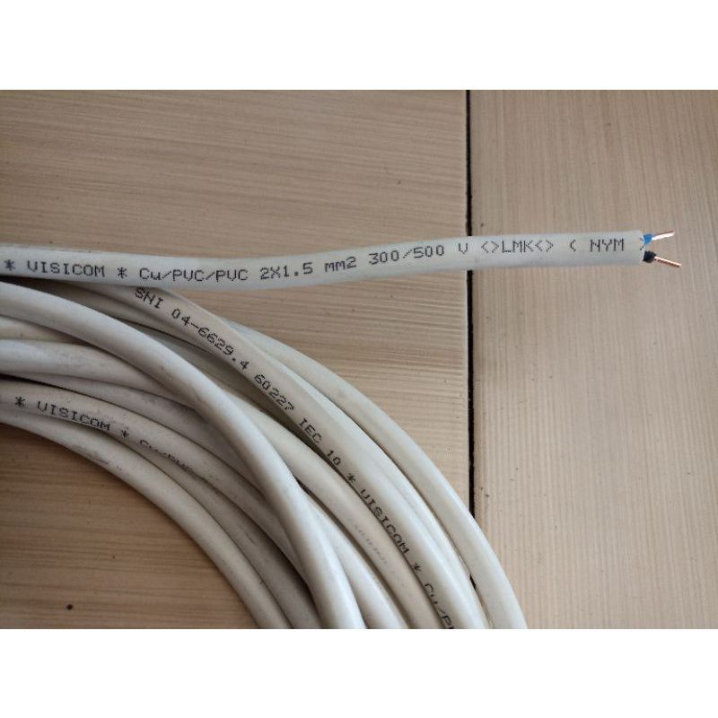 kabel NYM 2 x 1.5 Visicom engkel kawat tembaga murni SNI LMK meter meteran isi 2 kawat kualitas bagu