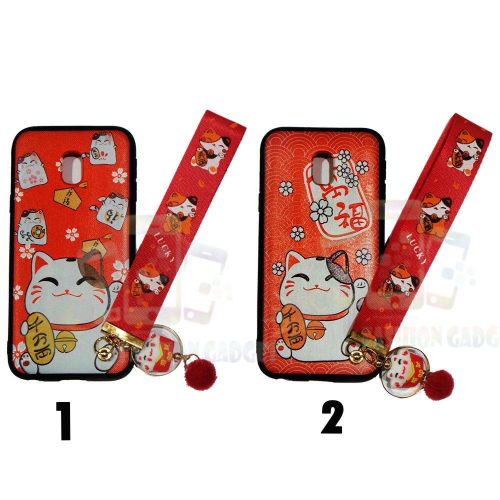 ANTI CRACK Samsung Galaxy J3 Pro 2017 / J330 Casing Lucky Cat Case / Silikon Maneki Neko Kucing Hoki