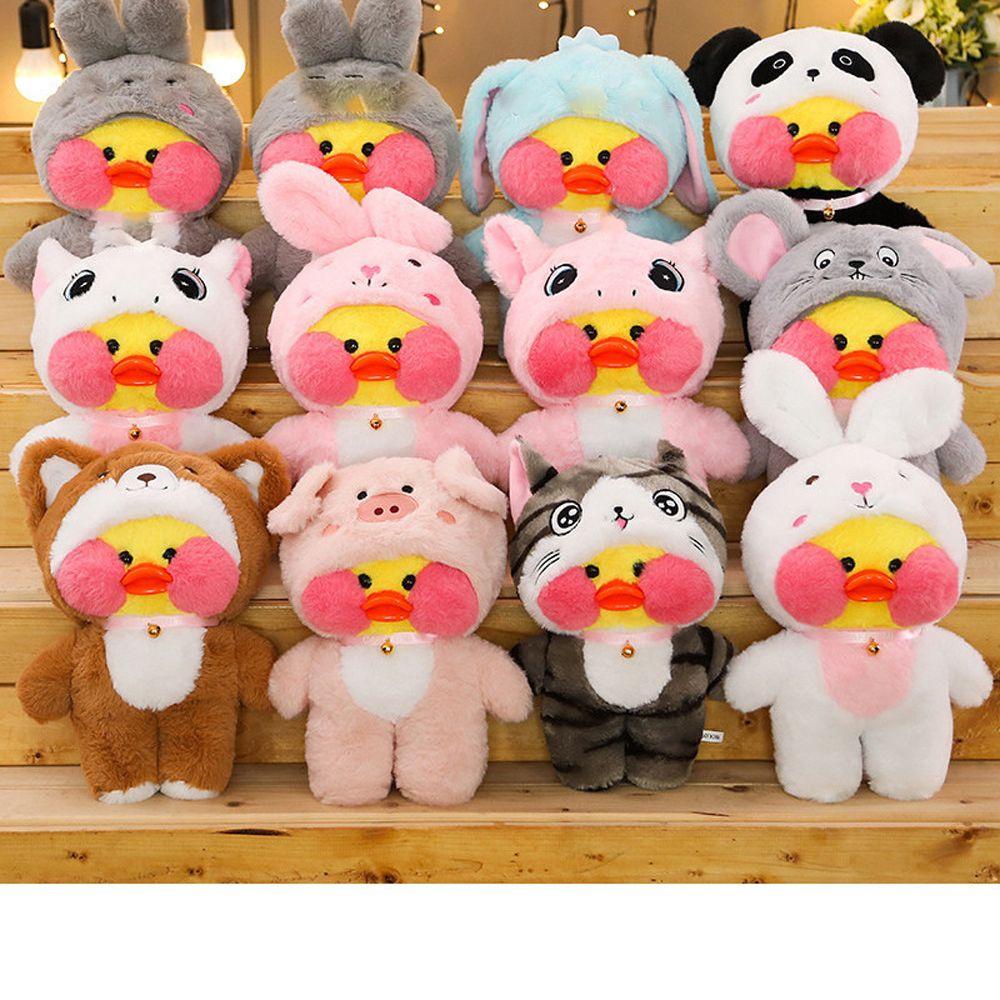 Quinton Lalafanfan Ducks Plush Toys Korea Kawaii Gadis Lembut Mainan Hadiah Natal Transform to Pig Cat Rabbit Dog Panda Yellow Duck Boneka Mainan