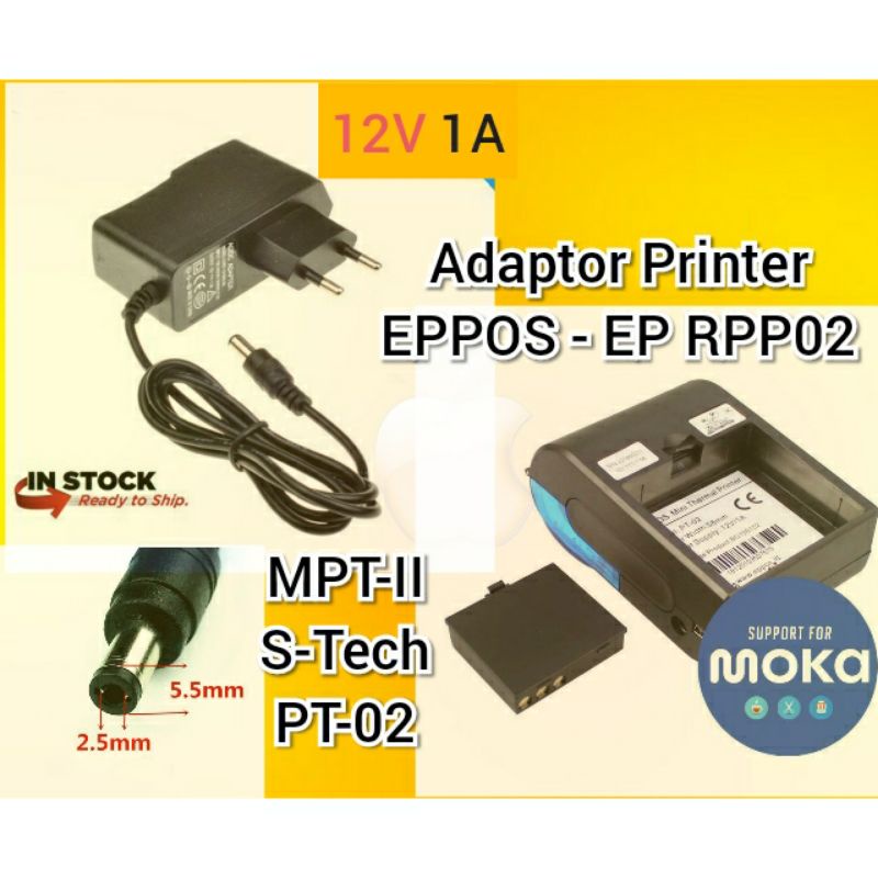 Adaptor Mobile Prtinter Bluetooth Mini Thermal eppos 12V 1A MPT-II PT-02 EP RPP02