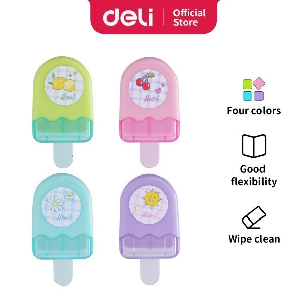 

Deli Penghapus Es Krim 4 warna, Random Color 71122