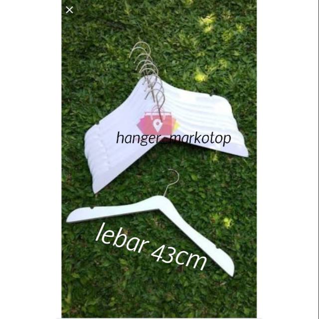 Hanger kayu warna putih/ dewasa