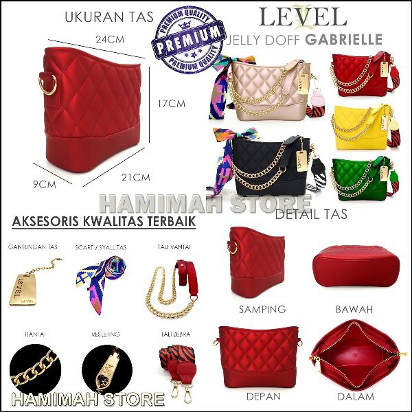 Tas Wanita  BAG TAS SELEMPANG BRANDED MURAH TAS LEVEL JELLY DOFF GABRIELLE IMPORT FASHION Wanita