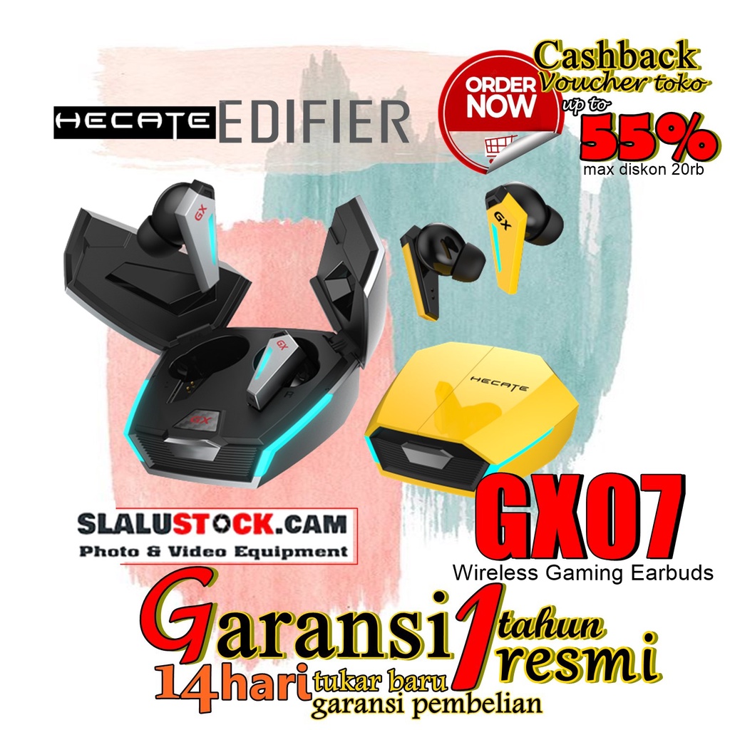 EDIFIER HECATE GX07 WIRELESS GAMING EARBUDS NOISE CANCELLING RESMI
