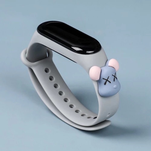Jam Tangan LED Digital IP67 Anti Air Motif Kartun Anak Laki-laki Perempuan LED Minimalis Gelang-Gray Bear
