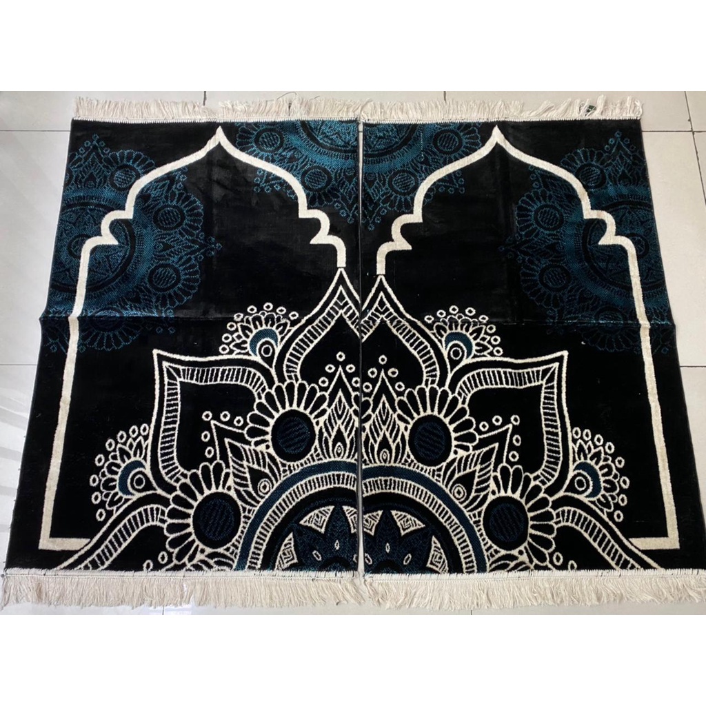 1pcs Sajadah Model Couple Sepasang Turki Saudi Premium Beludru Hitam Besar 70x110cm