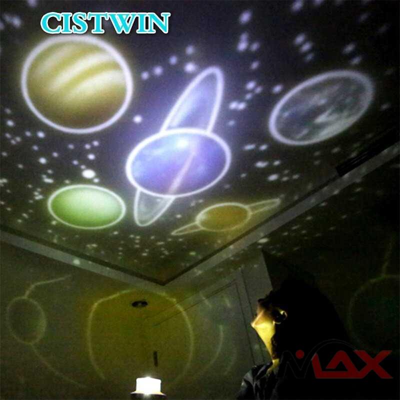 Lampu Tidur Anak proyektor planet langit malam tidur bintang bertaburan CISTWIN Lampu Proyektor Tidur Cahaya Planet Rotate 5 Film - PT-521 starry sky projector Planet Magic Projector Toy Earth Universe Rotate Flashing Star Kids Baby Christmas