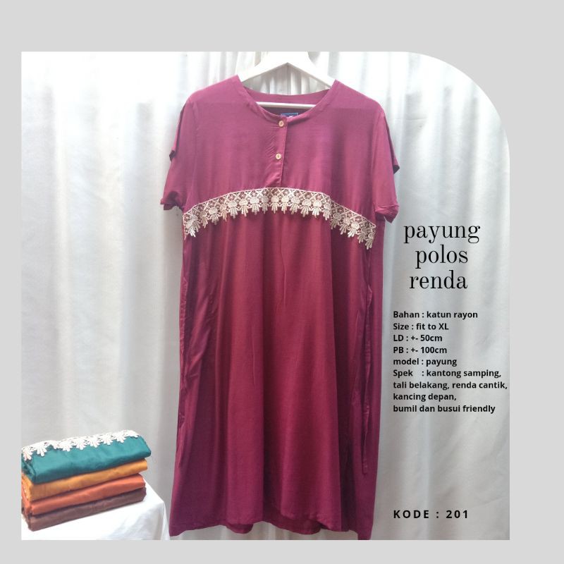 daster payung polos renda