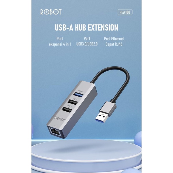 ROBOT HEA100 USB 3.0 2.0 Hub Ethernet Adapter USB 3.0 to RJ45 LAN