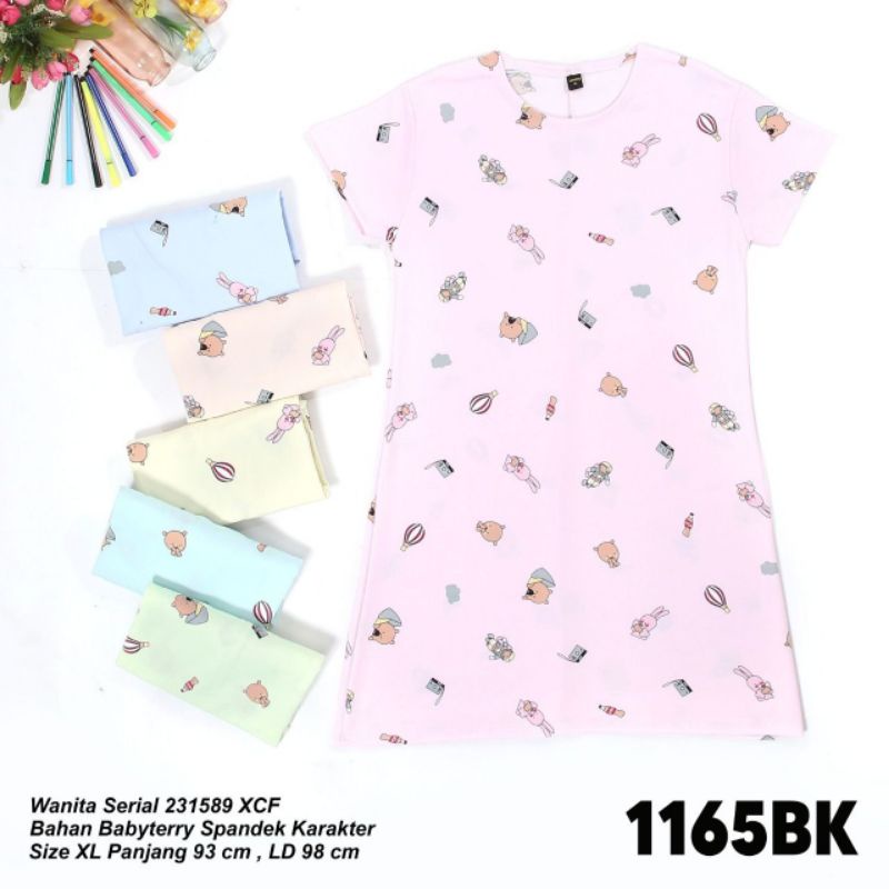 1165Bk size XL Lemone dress daster tunik babyterry pendek