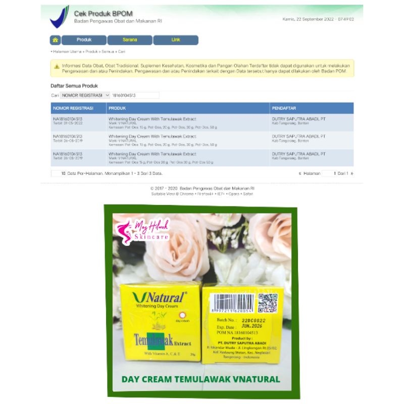 DAY CREAM TEMULAWAK VNATURAL BPOM ASLI ORIGINAL Ndk78