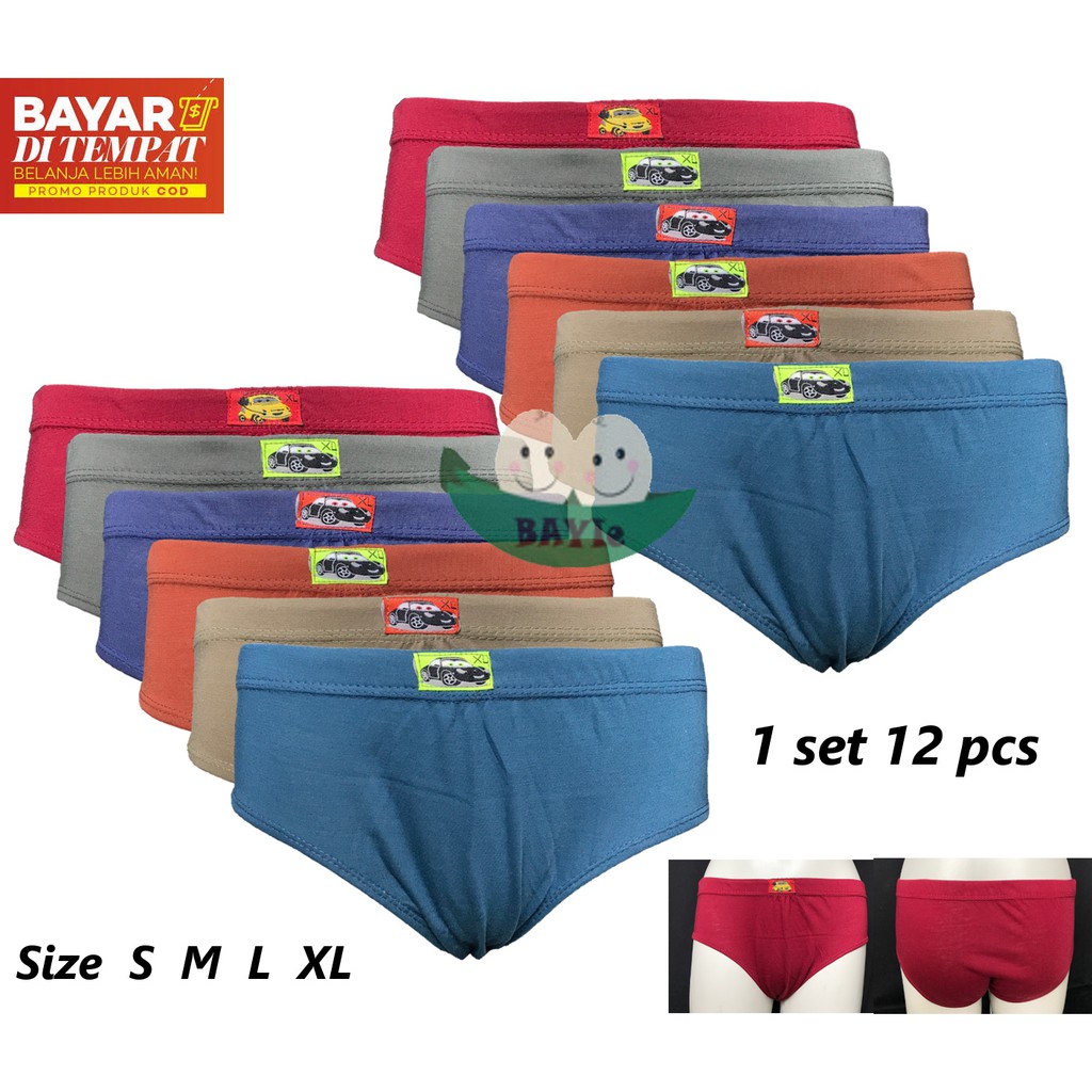 BAYIE - 12 PCS Celana Dalam/CD Anak Laki-laki motif MOBIL/Kid's Underwear/sempak Cowok Size S,M,L,XL