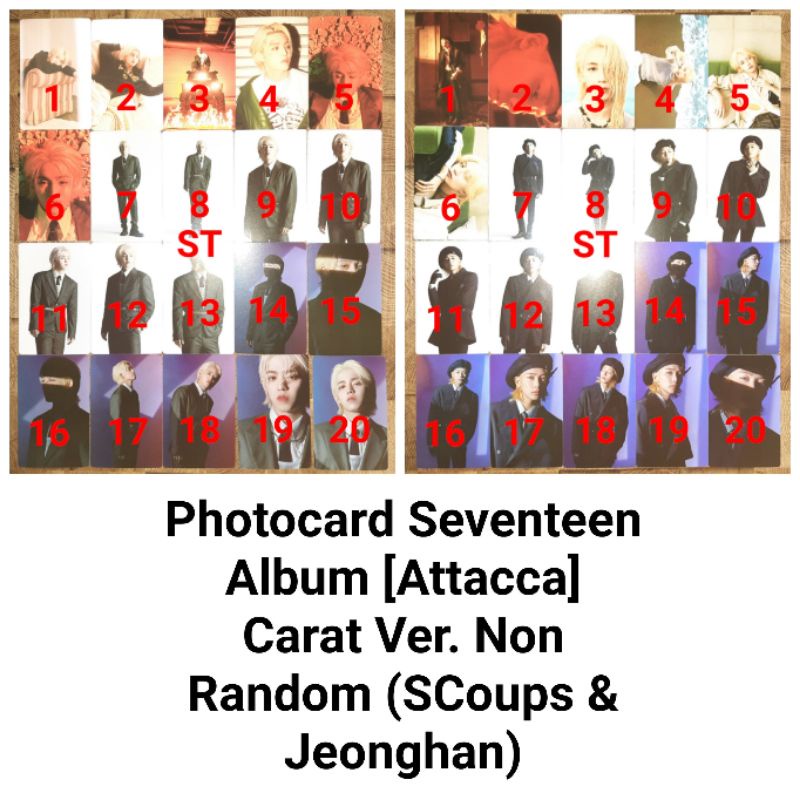 Photocard Album Seventeen [Attacca] Carat Ver Non Random Member Scoups & Jeonghan Official PC Atacca