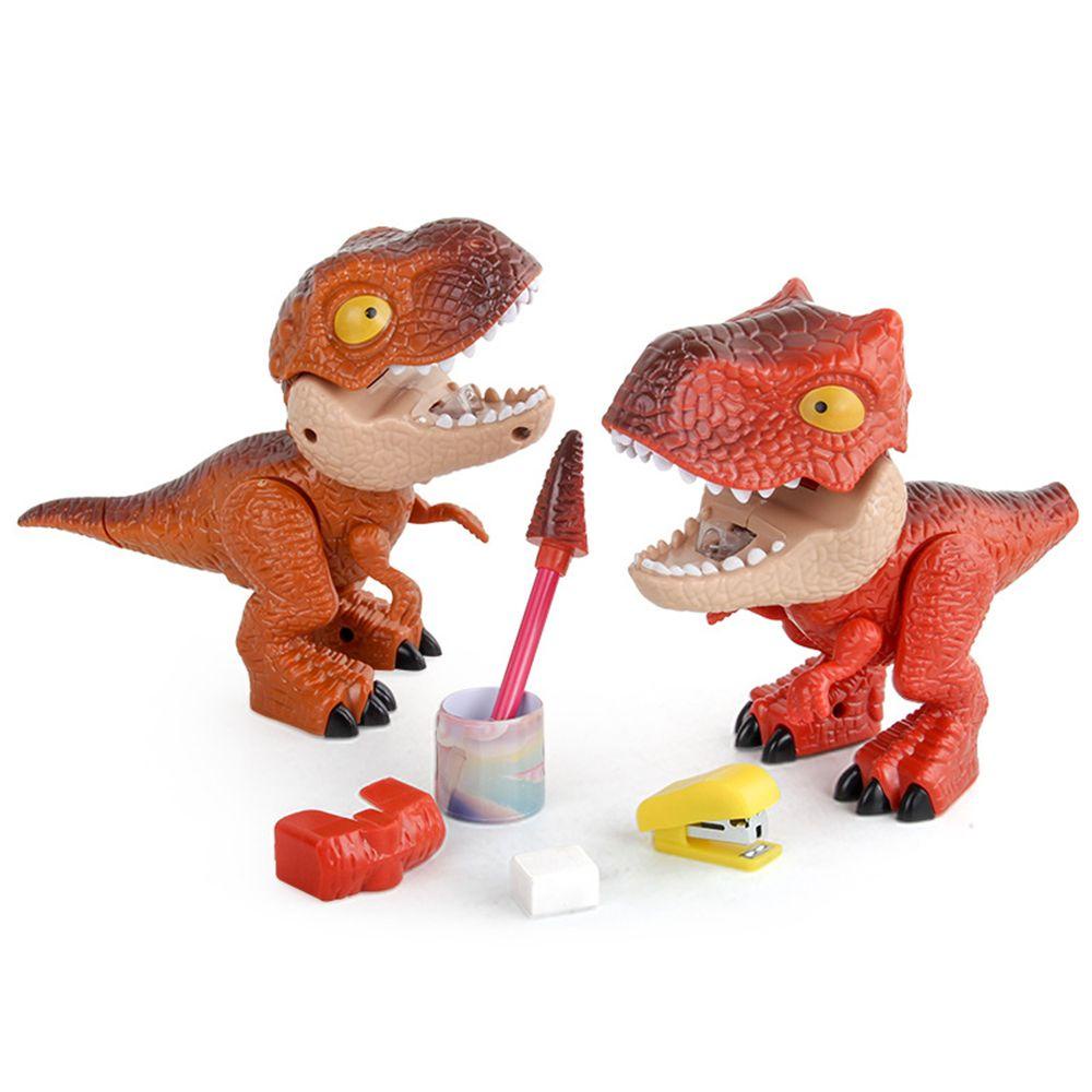 Top Stationery Set Alat Tulis Alat Belajar Mainan Untuk Anak Pensil Pengasah Stapler Penggaris Patung Dinosaurus