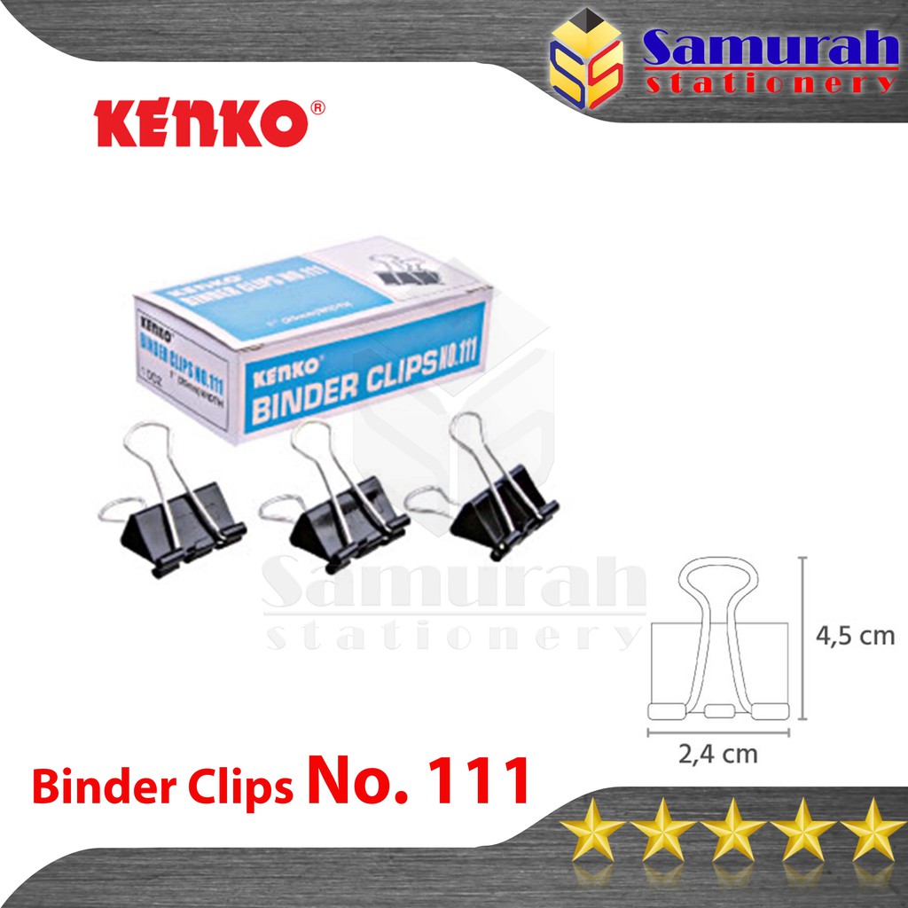 

Binder Clips No 111 Kenko / Clip Hitam Penjepit No.111 / Klip Jepit Kertas sedang