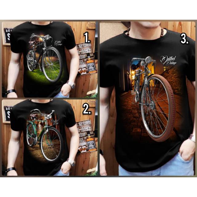 Kaos cowok keren klasik hitam onthel