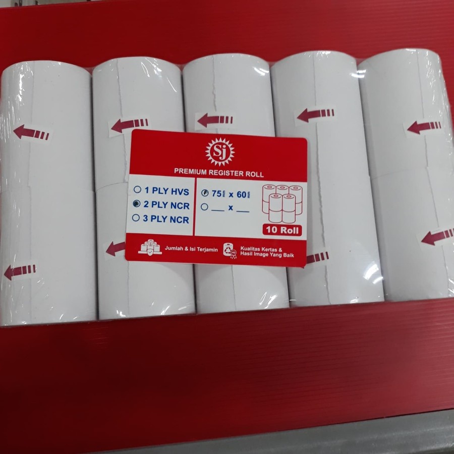 

Kertas telstruk 2 ply NCR / register roll 75x 60 mm